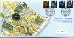 Royal Mail FDC "Archwilio Afon Menai Exploring The Menai Straits" Wales Definitive Coin Cover - Geographie