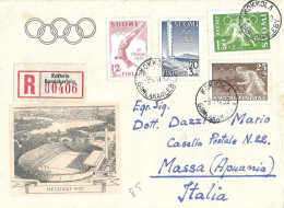 SVEZIA SVERIGE SWEDEN - 1952 KOKKOLA XV Giochi Olimpici Helsinki Olympic Games Serie 4v. Su Raccomandata Per Italia-7527 - Estate 1952: Helsinki