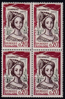 Bloc De 4 T.-P. Gommés Neufs** - Comédiens Français La Champmeslé Dans Le Rôle De Roxane - YT 1301 - France 1961 - Unused Stamps