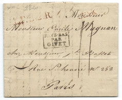 MARQUE POSTALE D'ENTREE PAYS BAS PAR GIVET / LIEGE POUR PARIS 15 JUIN 1820 / LUYK - Marques D'entrées