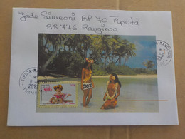 AU PLUS RAPIDE POLYNESIE TAHITI MARCOPHILIE ENVELOPPE ILLUSTREE VAHINE SEINS NUS  TIMBREE    CACHET POSTAL ROND TIPUTA - Covers & Documents