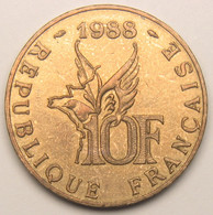 10 Francs Rolland Garros,1988, Tranche B, Cupro-nickel - V° République - 10 Francs