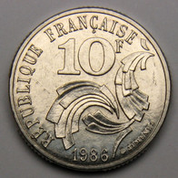 10 Francs Jimenez,1986, Nickel - V° République - 10 Francs