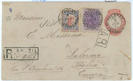 P0257 - BRAZIL  - POSTAL HISTORY - REGISTERED COVER Pelotas To  ITALY  1893 - Cartas & Documentos
