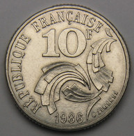 10 Francs Jimenez,1986, Nickel - V° République - 10 Francs