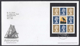 Ca0512 GREAT BRITAIN 2002,  Astronomy Booklet Pane, FDC (small Marks On Cover) - 2001-2010 Em. Décimales