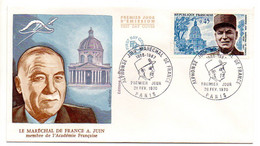 FDC--1970-- Alphonse JUIN -Maréchal De France Académie Française ..........cachet  PARIS - 75... ..à Saisir - 1970-1979