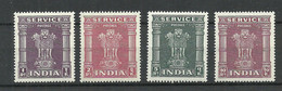 INDIA 1950 Michel 127 - 130 Duty Tax Dienstmarken MNH - Timbres De Service