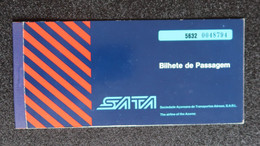 Billet Avion 1977 SATA Linha Aérea Dos Açores Portugal Azores Airlines Plane Ticket - Europe