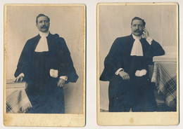 Deux Photographies - Homme En Robe (Avocat Ou Juge ?) Collées Sur Support Carton - Anonyme Personen