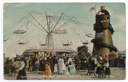 CPA    BLACKPOOL   1910    FLYING MACHINE AND HELLER SKELTER LIGHTHOUSE SOUTH SHORE  -  MANEGE + PHARE - Blackpool