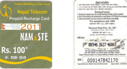 Recharge GSM - Népal - Nepal Telecom - Nation Building Is Our Goal Rs. 100 Nepal Tourism Year 2011, Exp. 30/06/2012 - Népal