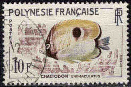 POLYNESIE - Le Poisson-papillon Larme (Chaetodon Unimaculatus) - Oblitérés