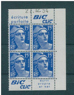 !!! 15 F MARIANNE DE GANDON BLOC DE 4 AVEC PUBS BIC CLIC ET COIN DATE NEUF ** - Unused Stamps