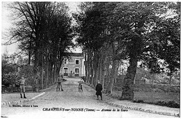 Champigny Sur Yonne CPA Gare Et Avenue De La Gare Enfants Vélos Arbres 1920 état Superbe - Champigny