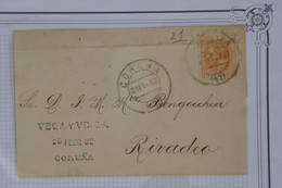 AW3 ESPANA  BELLE LETTRE    1882 CORUNA  POUR RIVADEO +AFFRANCH. INTERESSANT - Briefe U. Dokumente