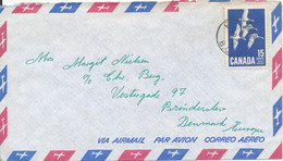 Canada Air Mail Cover Sent To Denmark  26-1-1964 Single Franked - Luchtpost