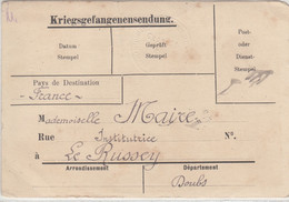 Carte Allemande En Franchise Pour Prisonnier Français, Camp KÖNIGSBRÜCK (Saxe), Voeux Année 1918 RARE - Guerra Del 1914-18