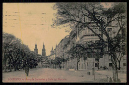 LOGROÑO - Muro De Cervantes Y Calle Del Mercado.( Ed. Imprenta Y Libreria -Hijos De Merino )  Carte Postale - La Rioja (Logrono)