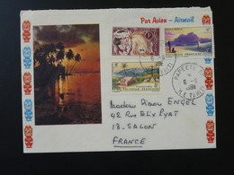 Lettre Par Avion Air Mail Cover Cocotier Coconut Tree Tahiti Polynesie 1968 - Storia Postale