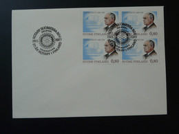 Lettre Cover Bloc De 4 Alvar Aalto Oblit. Rotary Club Helsinki Finland 1977 (ex 7) - Lettres & Documents