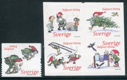 SWEDEN 2004 Christmas Booklet And Coil Stamps MNH / **.  Michel 2434-38 - Ongebruikt