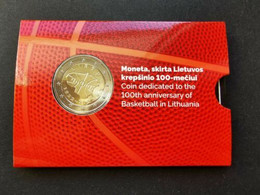 Lithuania Basketball 2 Euro 2022 100th Anniverary In Lithuania BU Coincard - Lituanie