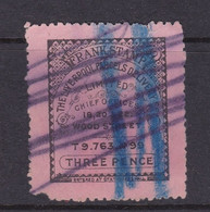 GB Parcel 'Frank Stamp'  Liverpool 3d Black On Pink.  Missing A Corner. - Revenue Stamps
