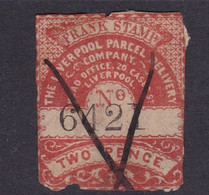 GB Parcel 'Frank Stamp'  Liverpool 2d Red Poor Condition - Revenue Stamps