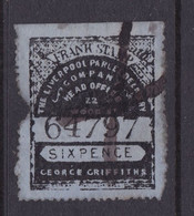 GB Parcel 'Frank Stamp'  Liverpool 6d Black On Blue Poor Condition - Revenue Stamps