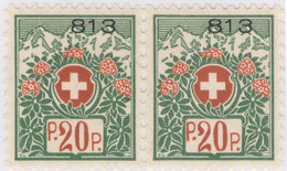 Schweiz Portofreiheit Zu#13A Paar ** Postfrisch 20 Rp. Gr#813 Pflegeanstallt Rheinau Ausgeliefert 5300 Stk. - Franquicia