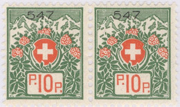 Schweiz Portofreiheit Zu#12A Paar ** Postfrisch 10 Rp. Gr#547 Gem. Geselschaft Basel Ausgeliefert 2000 Stk. - Franchigia