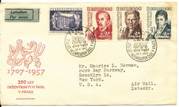 Czechoslovakia FDC 25-5-1957 School Of Engineering Complete Set Of 4 With Cachet Sent To USA - FDC