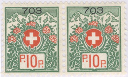 Schweiz Portofreiheit Zu#12A Paar ** Postfrisch 10 Rp. Gr#703 Heil-+Pflegeanstallt St.Urban Ausgeliefert 12500 Stk. - Franchigia