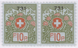 Schweiz Portofreiheit Zu#9 Paar ** Postfrisch 10Rp. Gr#731 Elisabethen Verein Ausgeliefert 800 Stk. - Franchise