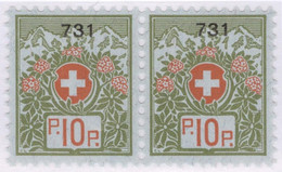 Schweiz Portofreiheit Zu#9 Paar ** Postfrisch 10Rp. Gr#731 Elisabethen Verein Ausgeliefert 800 Stk. - Portofreiheit