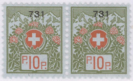 Schweiz Portofreiheit Zu#9 Paar ** Postfrisch 10Rp. Gr#731 Elisabethen Verein LU Ausgeliefert 800 Stk. - Vrijstelling Van Portkosten