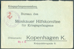 Kriegsgefangenensendung Cover Bureau Des Moskauer Hilfskomitee Für Kreigsgefangene I N Kopenhague + Purple Hs Kriesgefan - Machines à Affranchir (EMA)