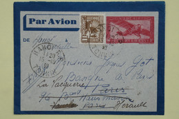 AM18 INDOCHINE BELLE LETTRE 1937 HANOI    POUR PARIS   FRANCE REDISTRIBUEE  +AEROPHILATELIE +AFFRANCH.  PLAISANT - Aéreo