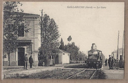 CPA 30 - GALLARGUES - La Gare - SUPERBE PLAN TRAIN LOCOMOTIVE ANIMATION QUAIS - Gallargues-le-Montueux