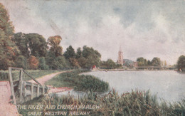 MARLOWE -THE RIVER AND CHURCH.  GWR  OFFICIAL CARD - Buckinghamshire