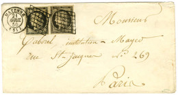 Grille / N° 3 (2ex, Belle Marge) Càd T 15 MAYENNE (51) Sur Lettre 2 Ports Pour Paris. 1850. - SUP. - 1849-1850 Ceres