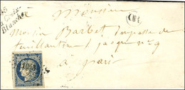 PC 1043 / N° 4 Belle Marge Cursive 45 / La Croix- / Blanche Sur Lettre Pour Paris. 1852. Rarissime Cursive Non Signalée  - 1849-1850 Ceres