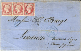 Ancre Bleue / N° 17 A Foncé (paire + 1ex) Càd Octo Bleu 1 MEXIQUE 1 / * Sur Lettre 3 Ports Pour Lendresse. 1864. - TB. - - 1853-1860 Napoléon III.