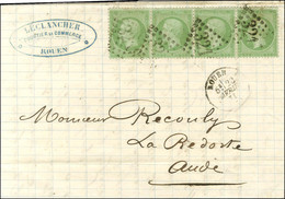 GC 3219 / N° 20 Bande De 4 Càd ROUEN (74). 1871. - TB. - 1862 Napoléon III.