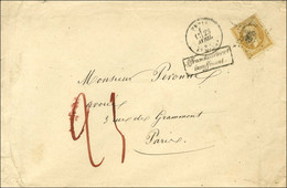 Etoile 30 / N° 21 Càd PARIS / BT MAZAS Sur Lettre 3 Ports Insuffisamment Affranchie Pour Paris Taxée 25 (tarif Du 1 Juil - 1862 Napoleon III