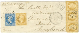 GC 5101 / N° 21 (4, 2ex Def) + N° 22 Càd TRIPOLI / SYRIE Sur Lettre Pour L'Angleterre. 1868. - TB. - R. - 1862 Napoléon III.