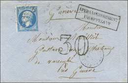 GC 2941 / N° 22 Càd T 15 PONT DE VEYLE (1) Sur Lettre Insuffisamment Affranchie Pour Genève. Au Recto, Griffe  AFFRANCHI - 1862 Napoléon III.
