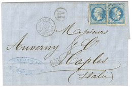 Ancre / N° 22 + N° 29 Càd LIGNE W / PAQ.FR.N°1 Sur Lettre De Marseille Pour Naples. 1868. - SUP. - 1862 Napoleon III