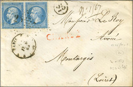 Etoile 25 / N° 22 Paire Càd (S) PARIS (S) Variété HS3 échoppée Sur Lettre Chargée Pour Montargis. Au Verso, Descriptif D - 1862 Napoléon III.